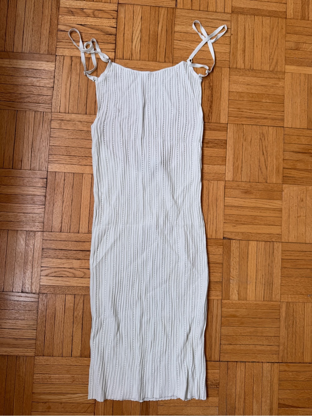 Aya Muse Ivory Pointelle Knit Midi Dress Sz S